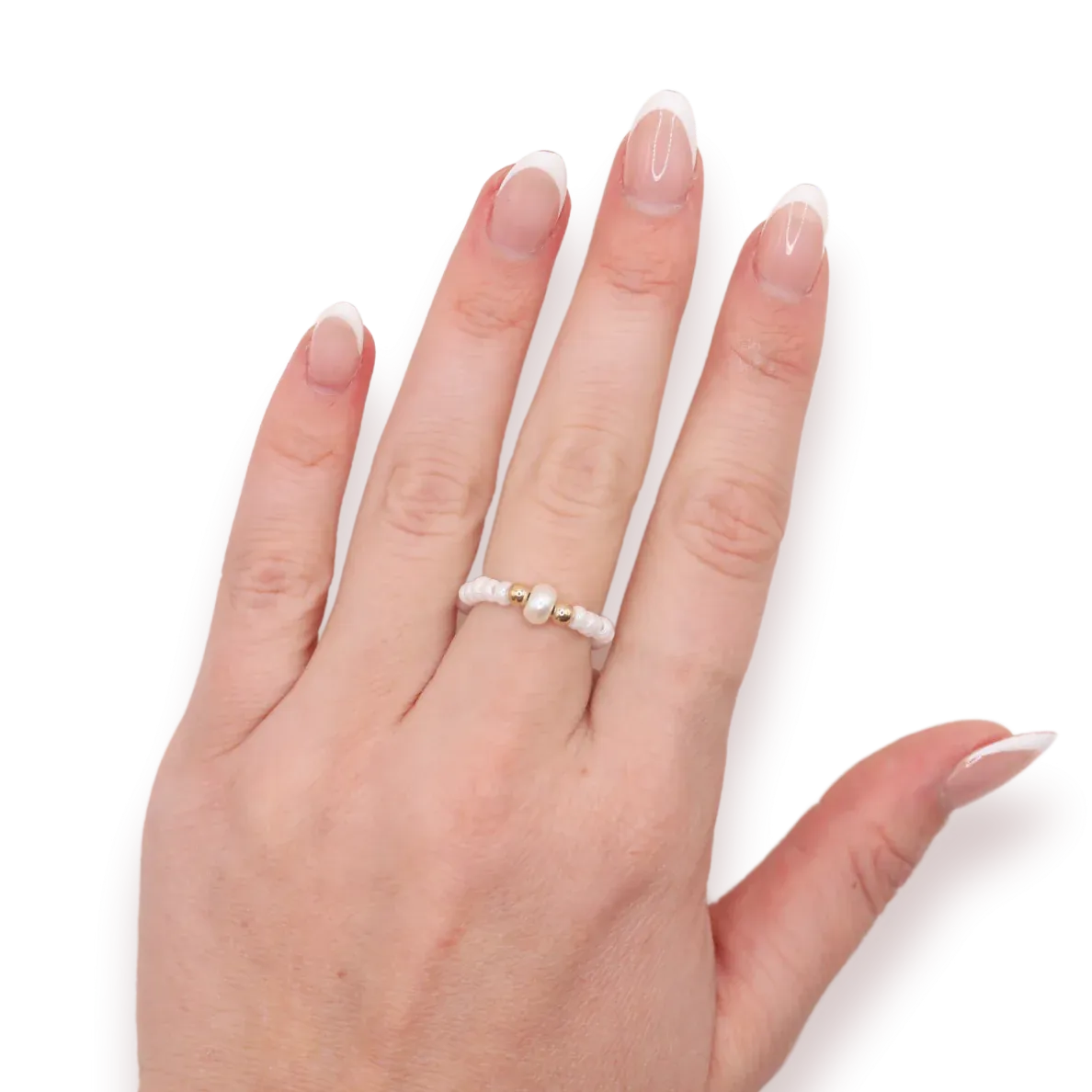 Beaded Blondes ‘Pastel White Pearl Ring’
