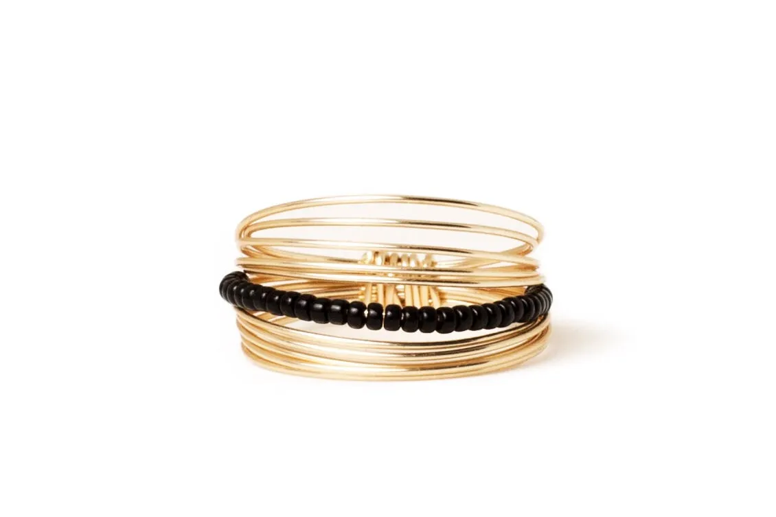 Black Beaded Go Ring