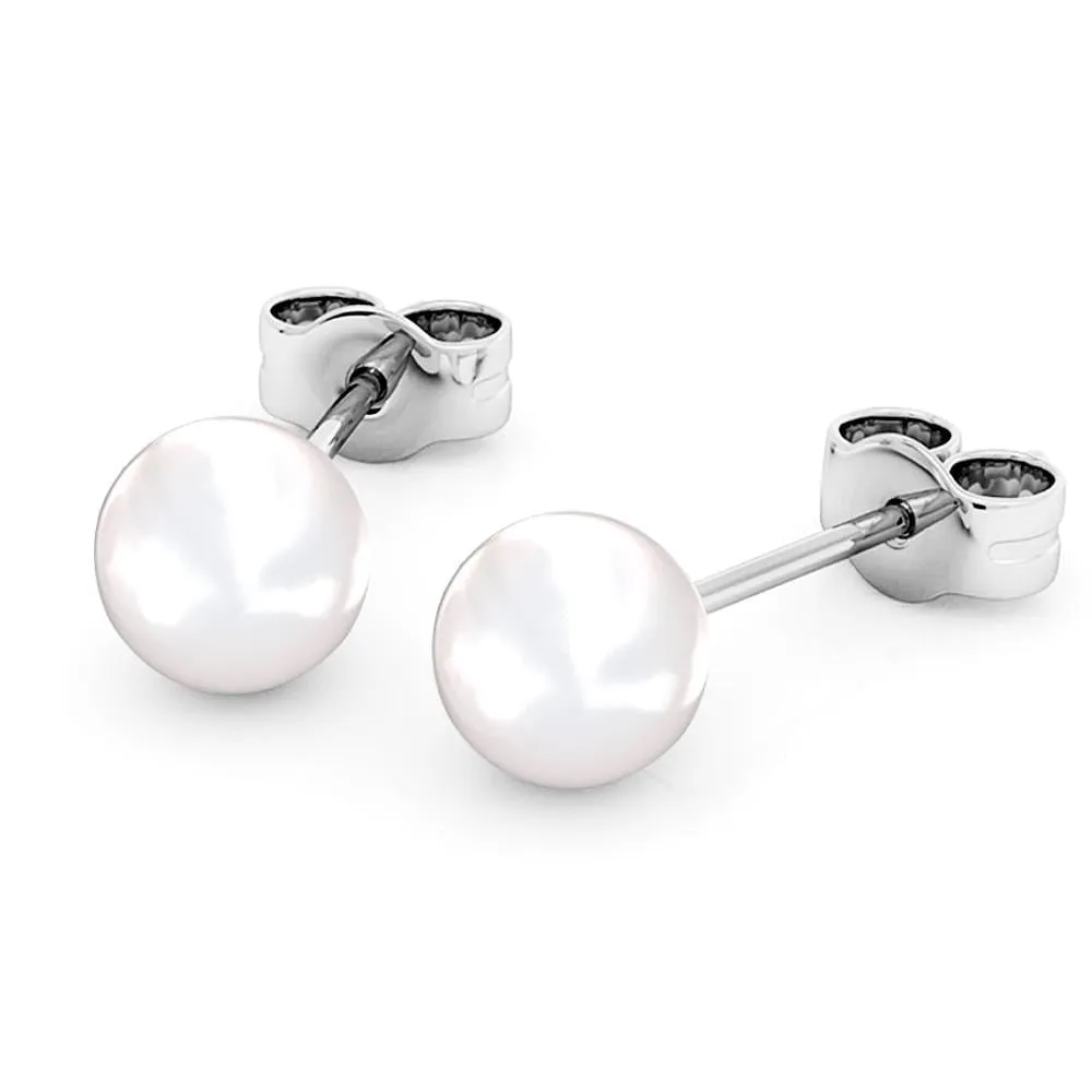 Boxed 2 Pairs White Gold Layered Pearl Drop Earrings Set Embellished with SWAROVSKI Pearls
