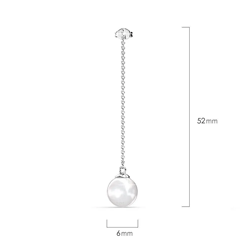 Boxed 2 Pairs White Gold Layered Pearl Drop Earrings Set Embellished with SWAROVSKI Pearls