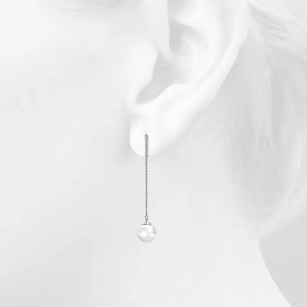 Boxed 2 Pairs White Gold Layered Pearl Drop Earrings Set Embellished with SWAROVSKI Pearls