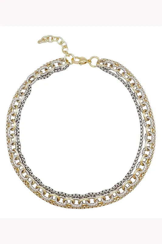Can't Get Enough Two Tone Layered Chain Necklace