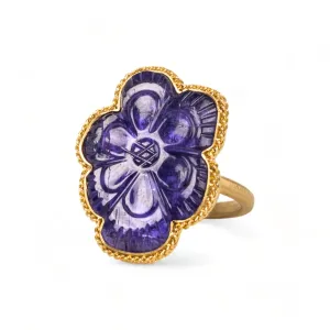Carved Tanzanite Flower Ring