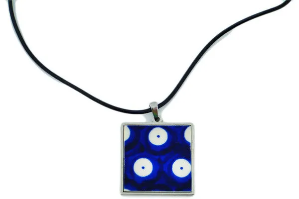 Ceramic, Metal, Cord 10" Necklace Blue Eyes