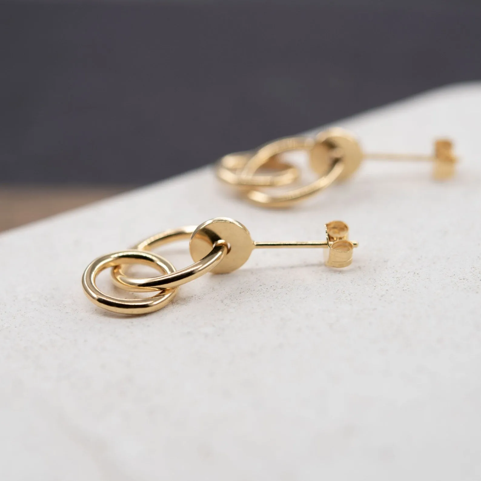 Chain link earrings in gold plated silver N°14
