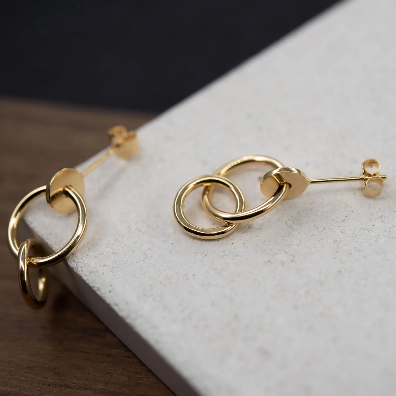 Chain link earrings in gold plated silver N°14