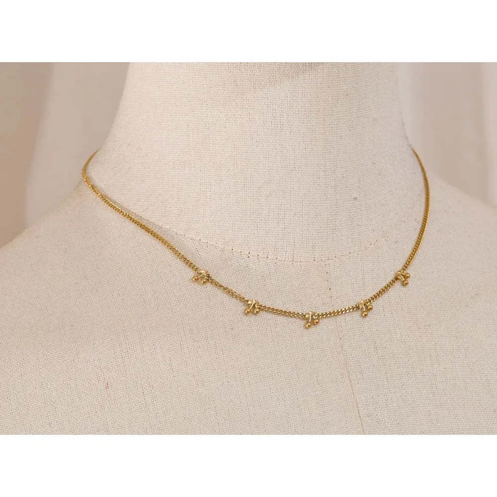Cherry Necklace Fashion Chic Cherry Chain Gold Color Necklace Gift 18k Waterproof Jewelry