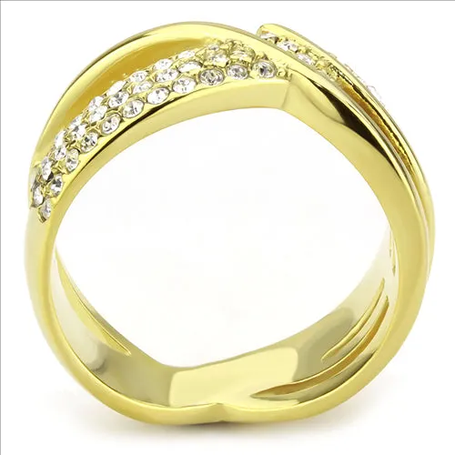 CJE3632 Wholesale Women's Stainless Steel IP Gold Top Grade Crystal Clear Ring