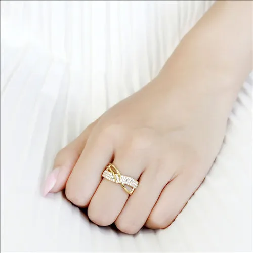 CJE3632 Wholesale Women's Stainless Steel IP Gold Top Grade Crystal Clear Ring