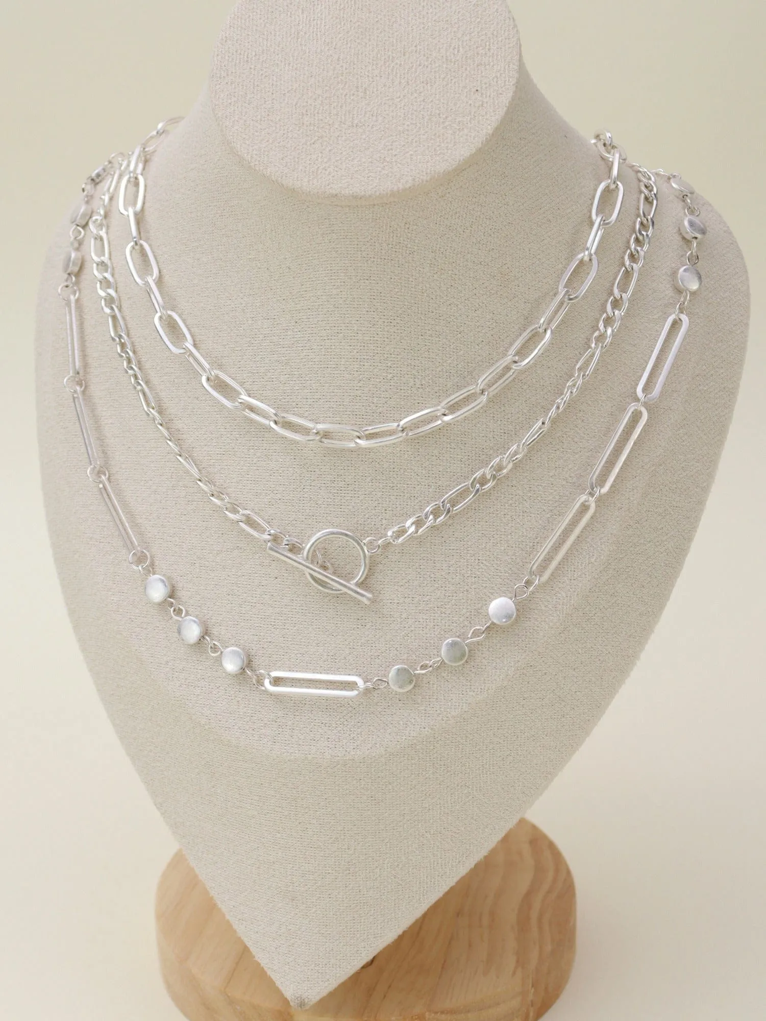 CN4263 Oval Link Layered Necklace Set