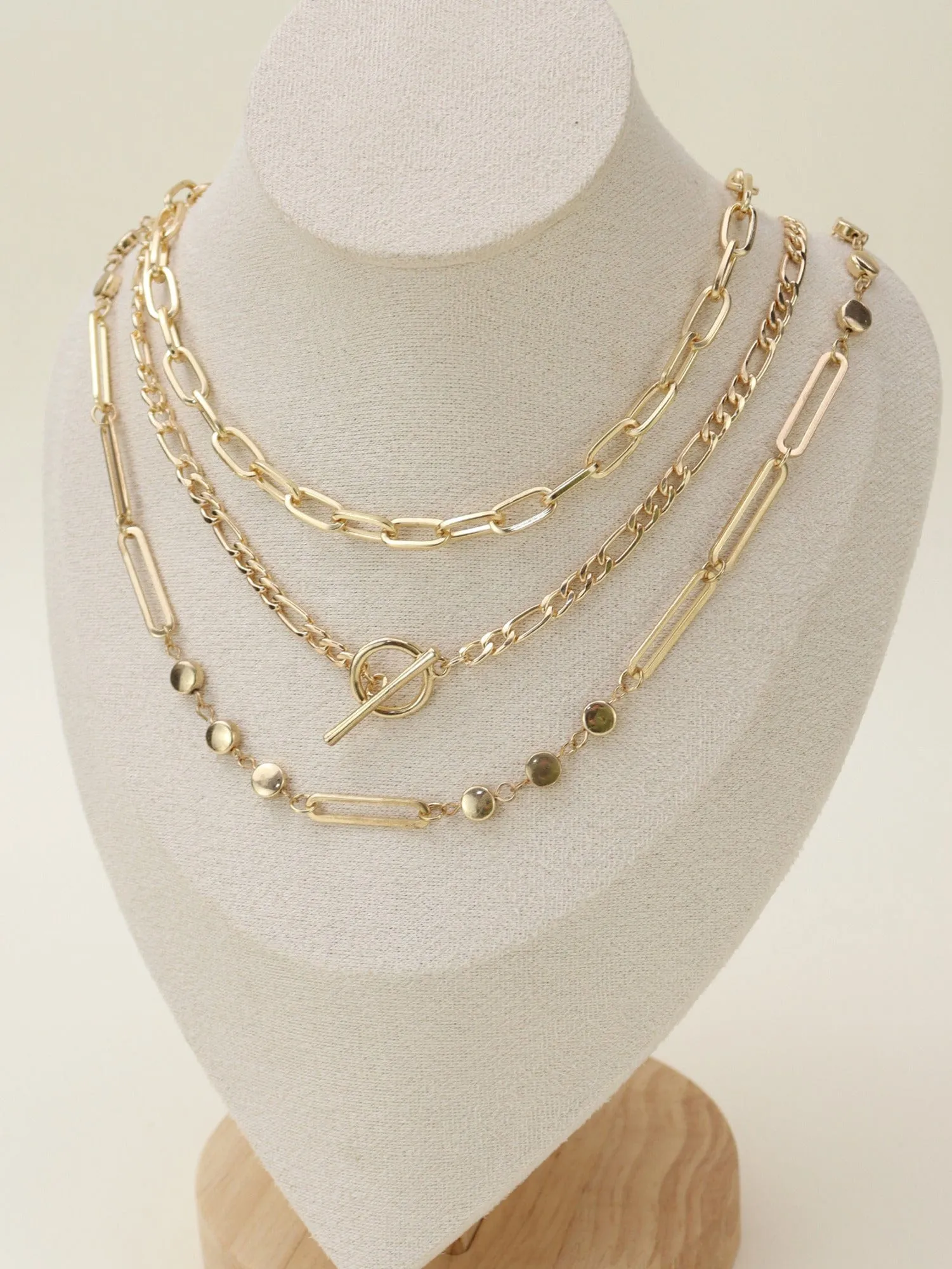CN4263 Oval Link Layered Necklace Set