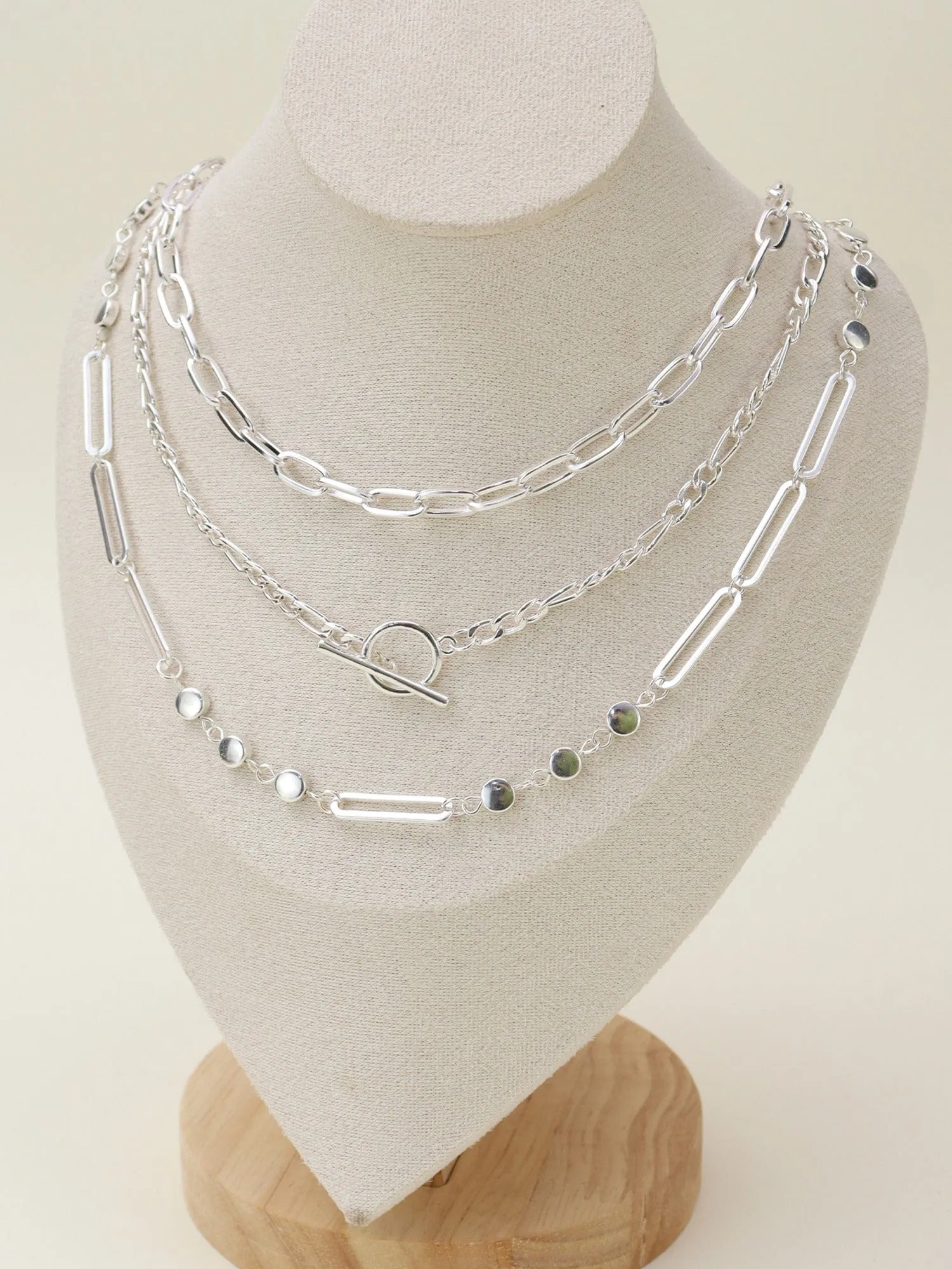 CN4263 Oval Link Layered Necklace Set