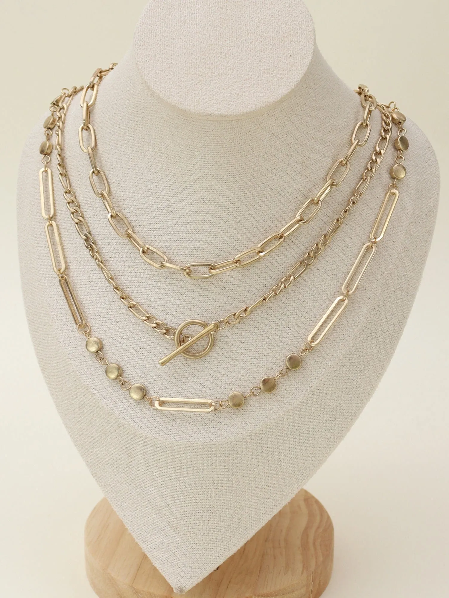 CN4263 Oval Link Layered Necklace Set