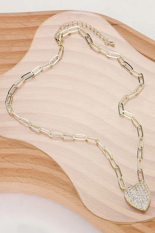 Cross My Heart Gold Paperclip Necklace