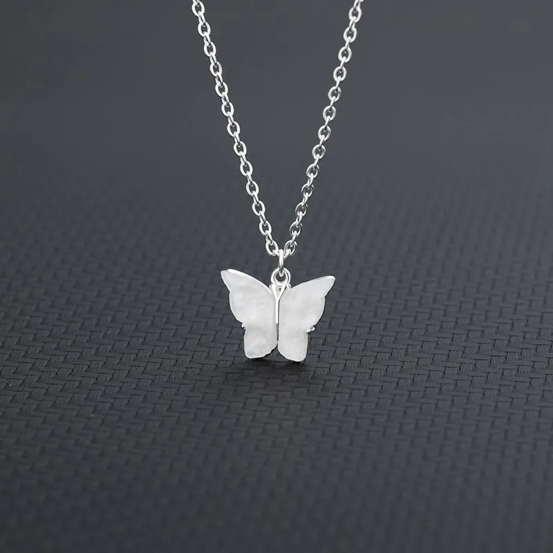 Cute Butterfly Necklaces For Women Acrylic Color Clavicle Choker Necklaces 2021 Fashion Boho Jewelry Collares Bijoux Femme