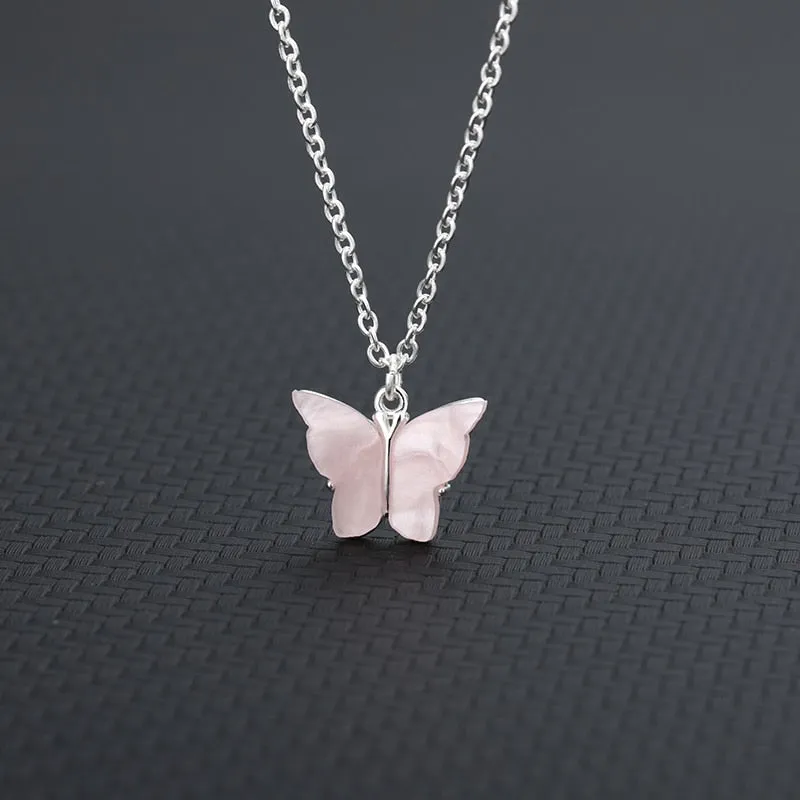 Cute Butterfly Necklaces For Women Acrylic Color Clavicle Choker Necklaces 2021 Fashion Boho Jewelry Collares Bijoux Femme