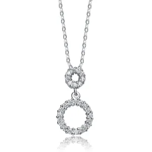 Cz .925 Sterling Silver Rhodium Plated Outlined Circle Pendant