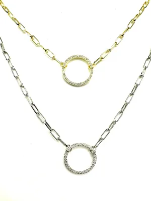 CZ Circle Link Necklace