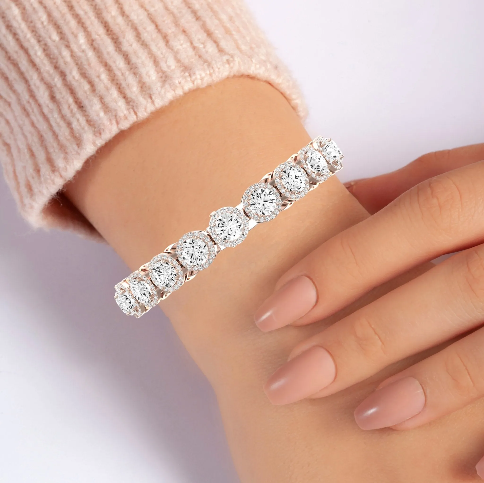Delta Round Cut Diamond Bracelet