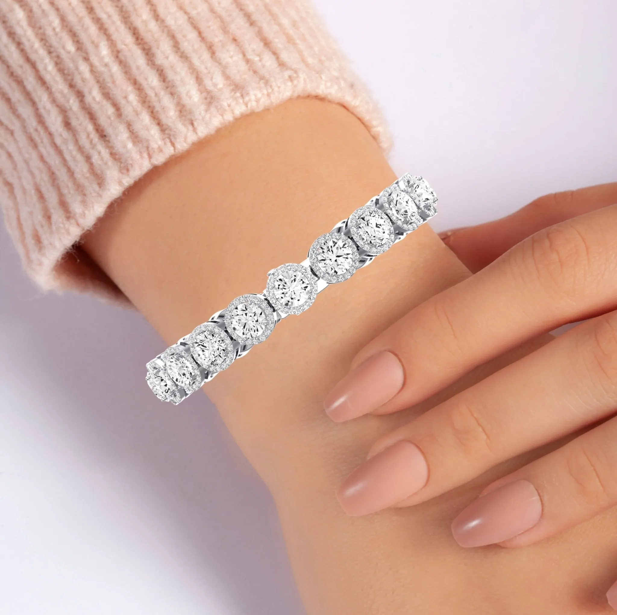 Delta Round Cut Diamond Bracelet