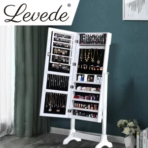 Dual Use Mirrored Jewellery Dressing Cabinet with LED Light White