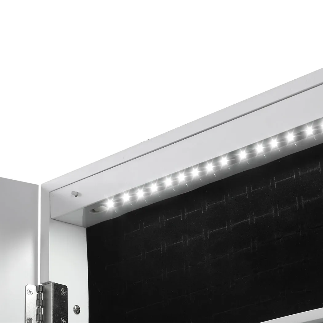 Dual Use Mirrored Jewellery Dressing Cabinet with LED Light White