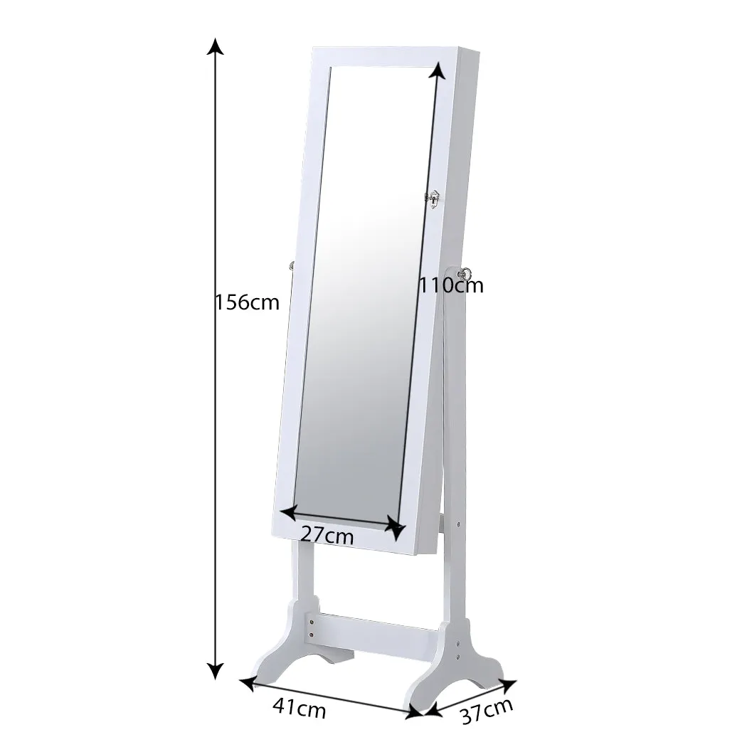 Dual Use Mirrored Jewellery Dressing Cabinet with LED Light White