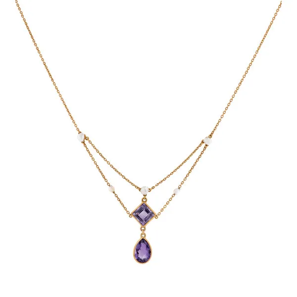 Edwardian Amethyst & Pearl Necklace