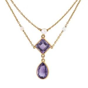 Edwardian Amethyst & Pearl Necklace