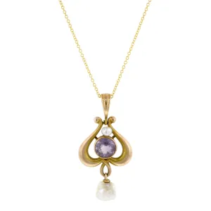 Edwardian Amethyst & Pearl Pendant
