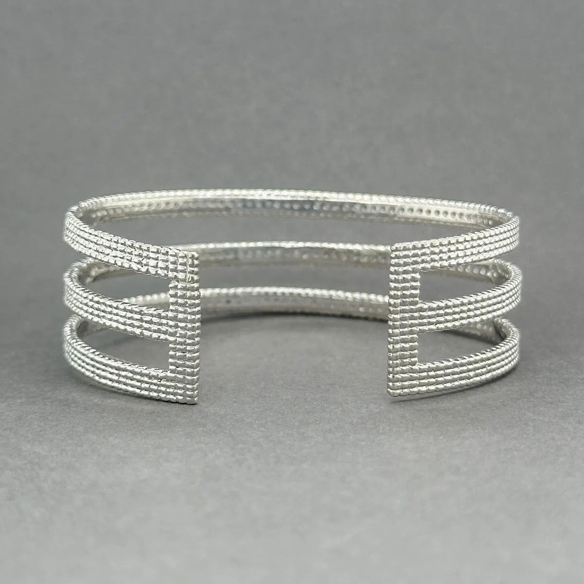 Estate SS CZ 3 Row Cuff Bracelet