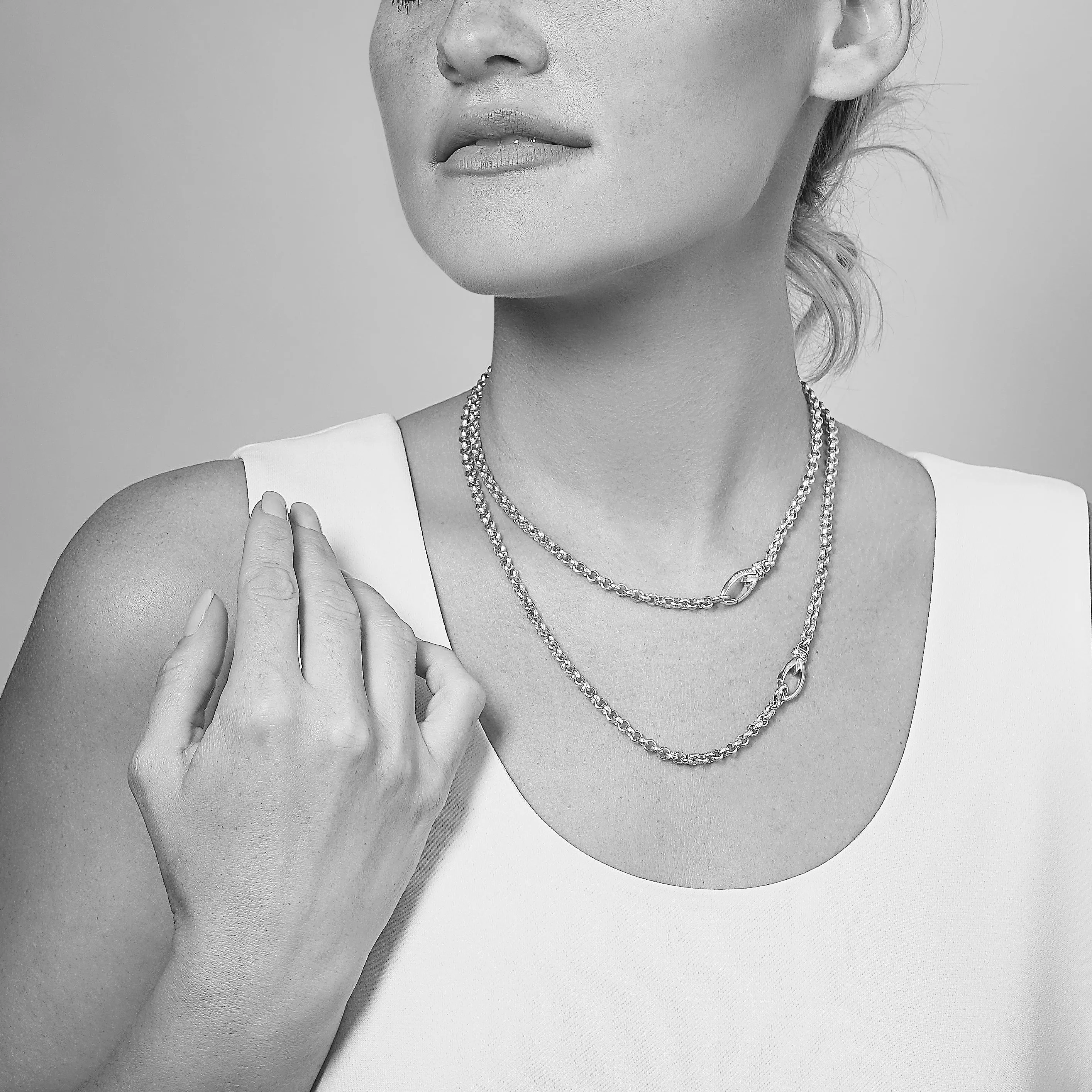 Everyday Chain Necklace 18" - Sterling Silver   CZ Blanc