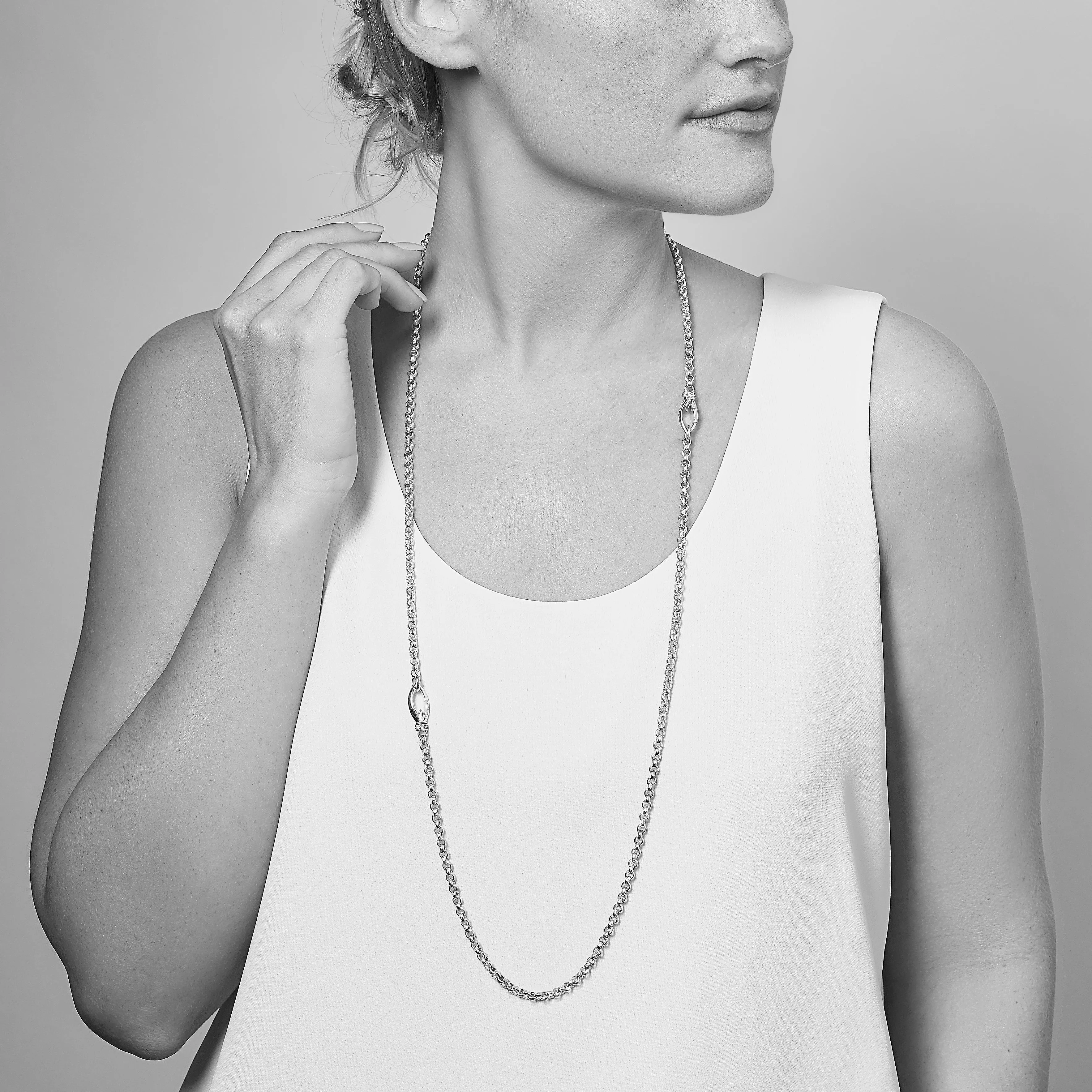 Everyday Chain Necklace 18" - Sterling Silver   CZ Blanc