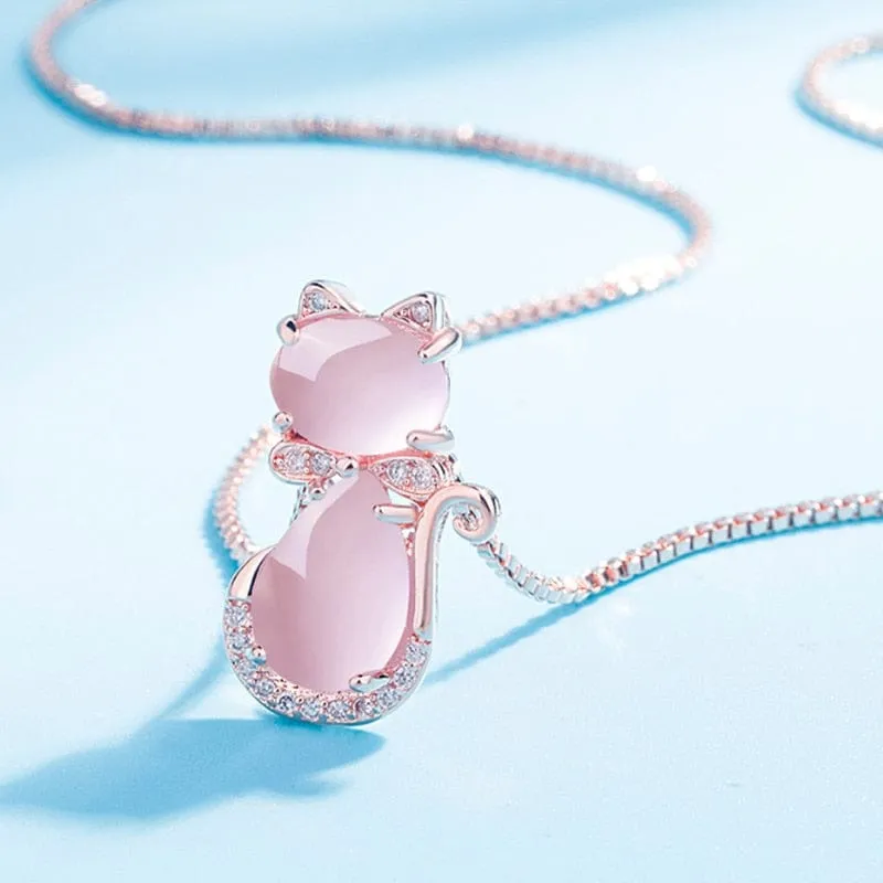 Feline Crystal Stone Necklace