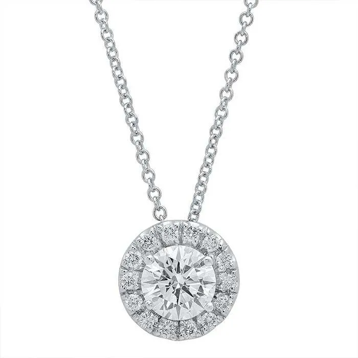 Forever One Round Moissanite Halo Necklace