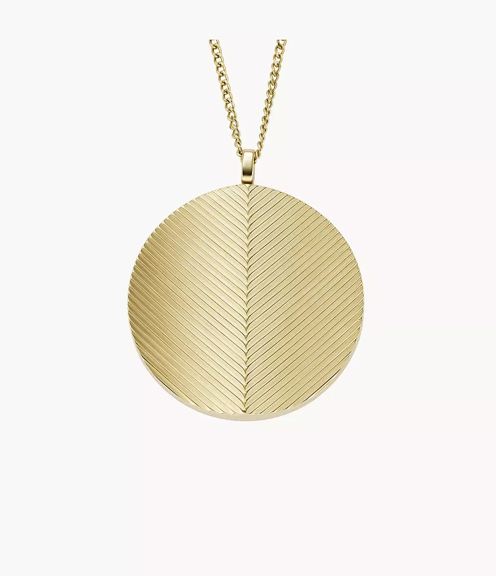 Fossil Harlow Locket Collection Gold-Tone Stainless Steel Pendant Necklace JF04738710