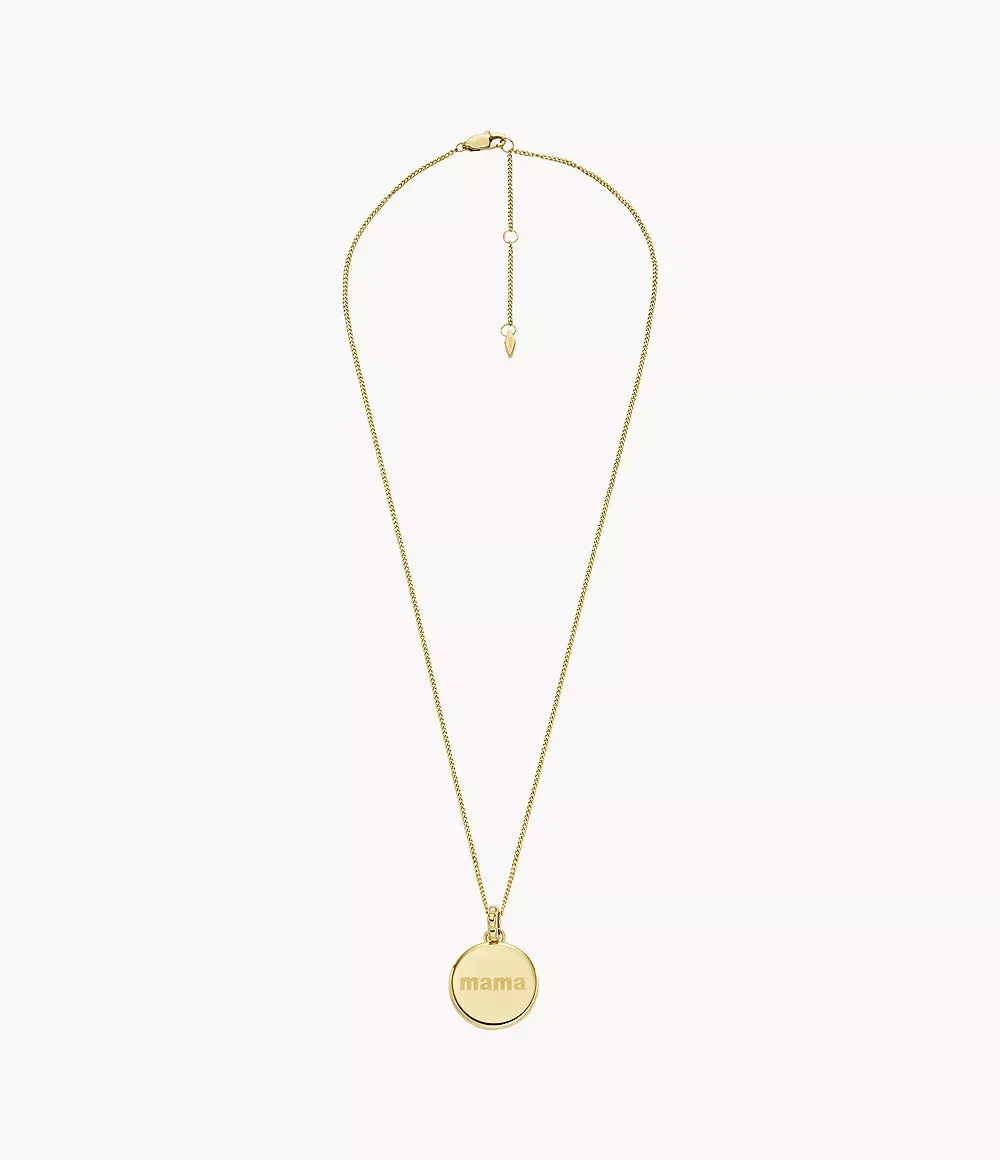 Fossil Mothers Day Locket Gold-Tone Stainless Steel Pendant Necklace JOF01093710