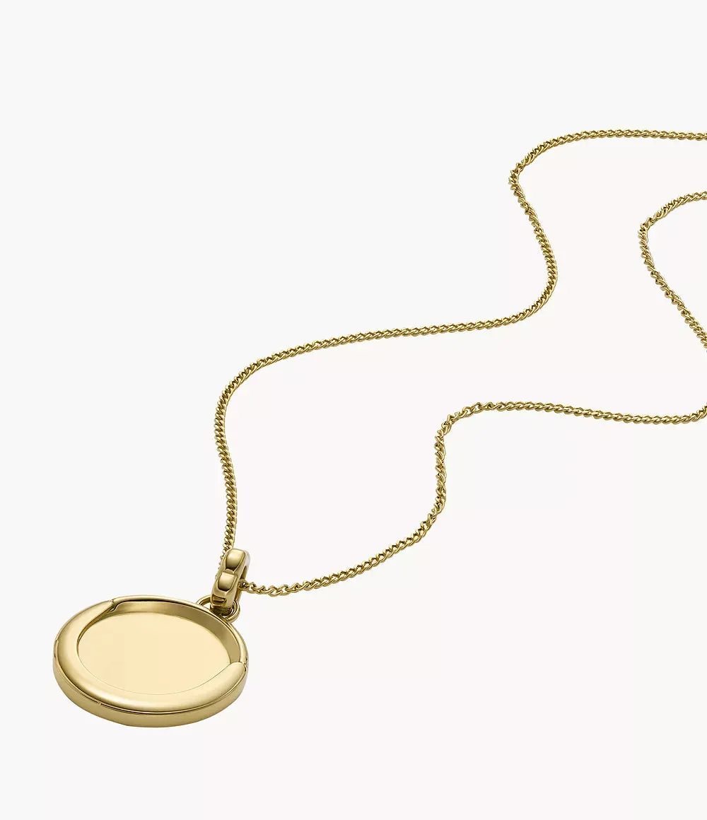 Fossil Mothers Day Locket Gold-Tone Stainless Steel Pendant Necklace JOF01093710