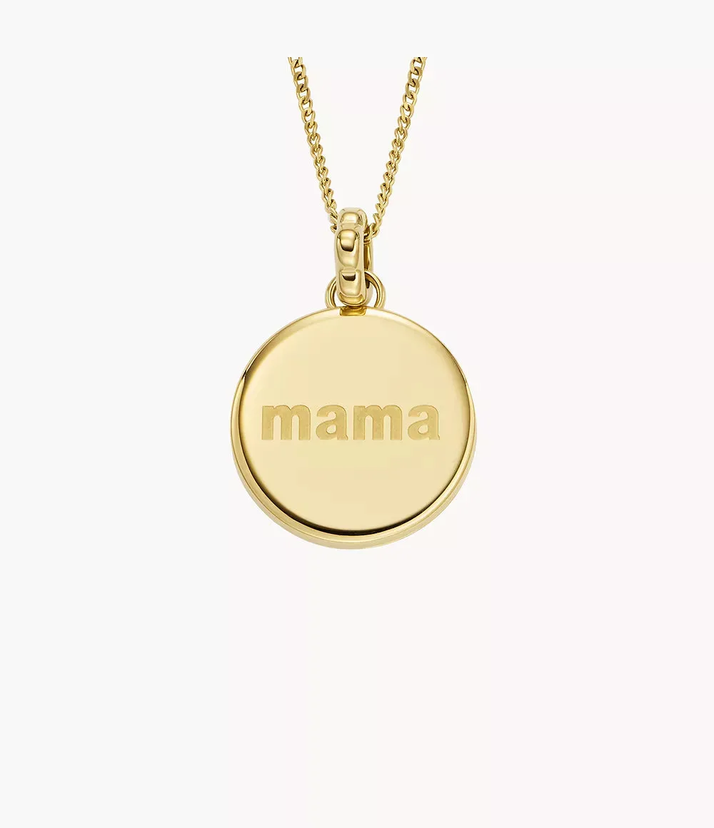 Fossil Mothers Day Locket Gold-Tone Stainless Steel Pendant Necklace JOF01093710
