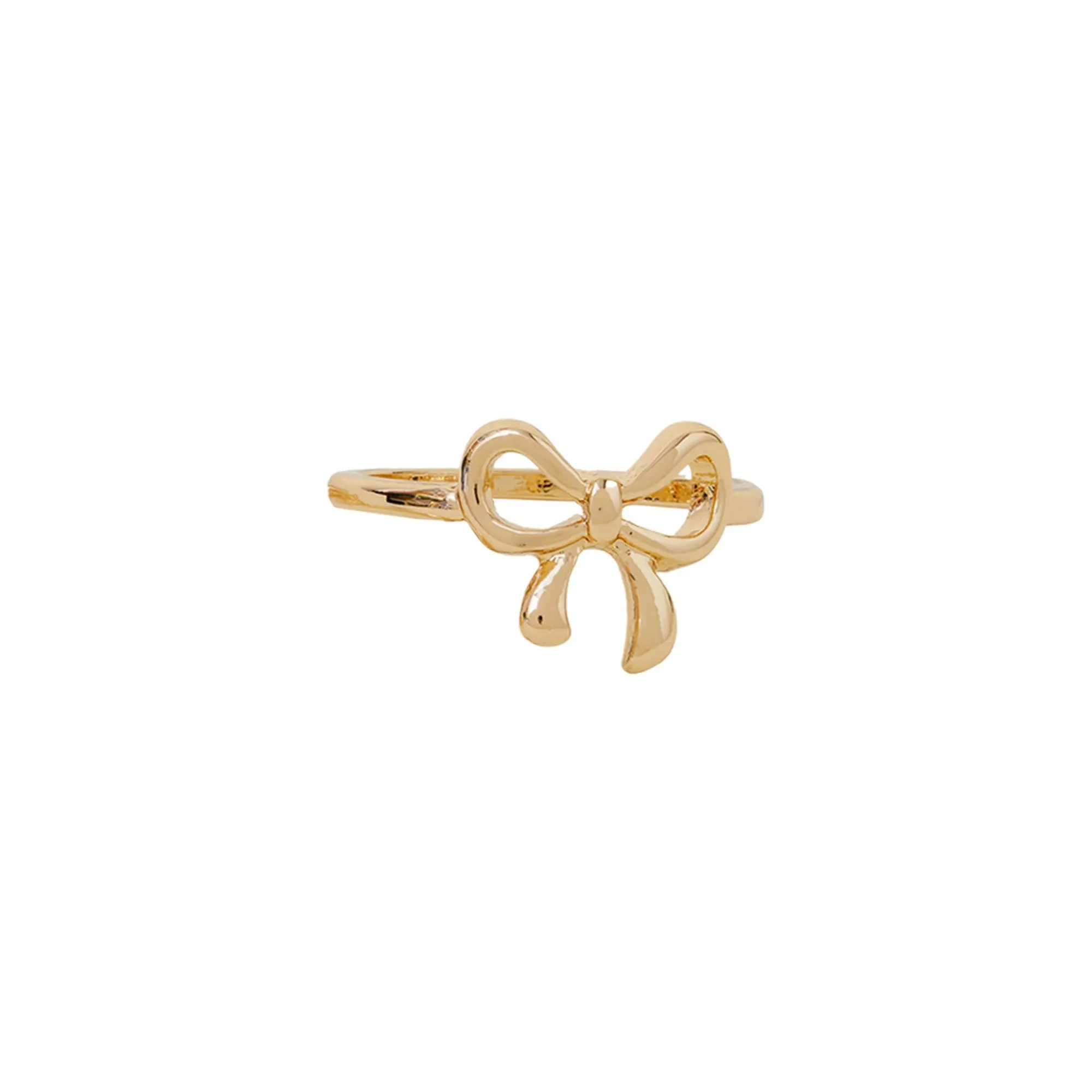 Gold Diamante Bow Rings Pack Of 2-Medium