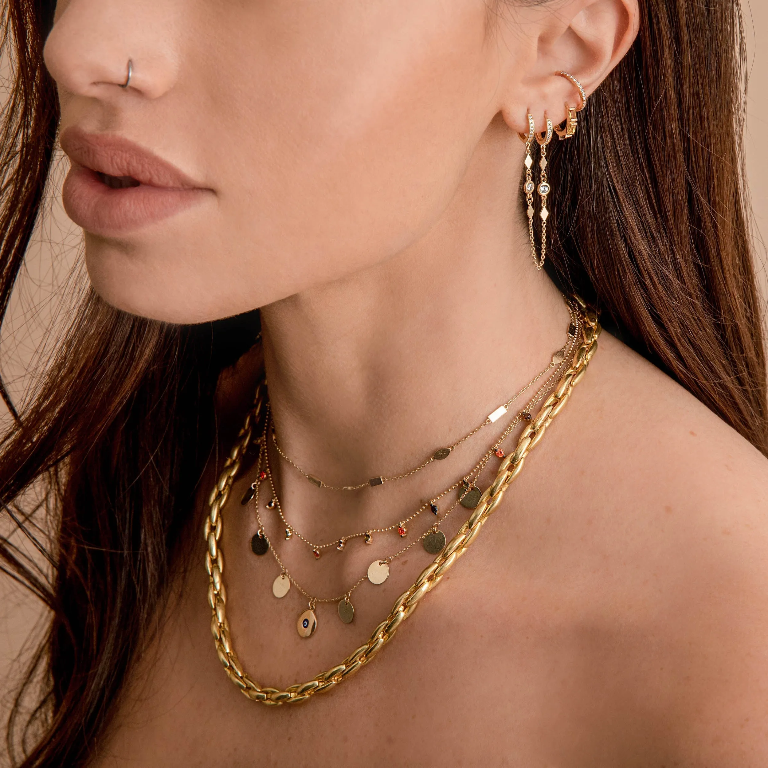 Gold-Filled Plain Mixed Geometric Necklace