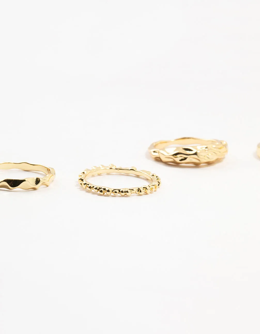 Gold Plated Textured Metal Rings 5-Pack