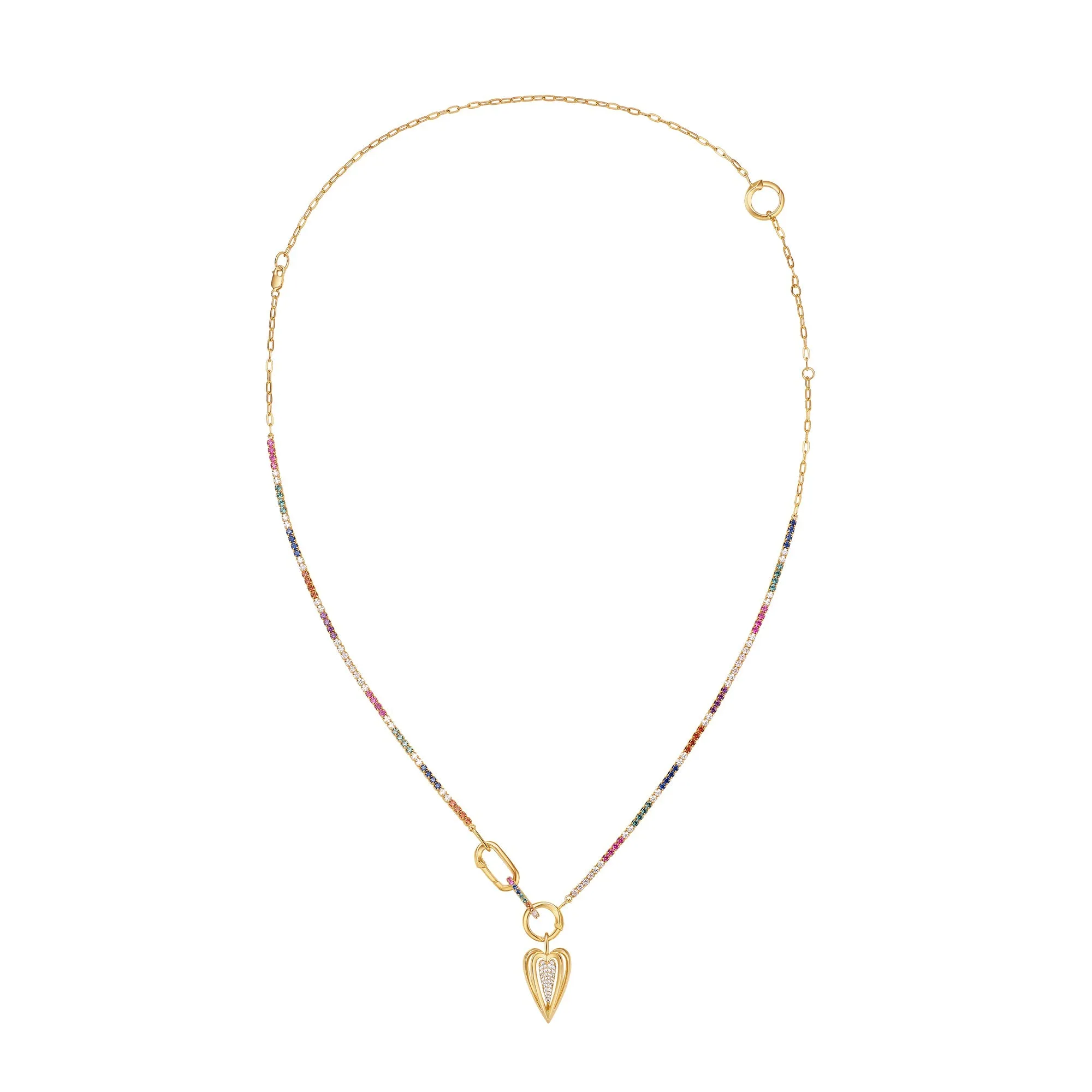 Gold Rainbow Chain Connector Necklace