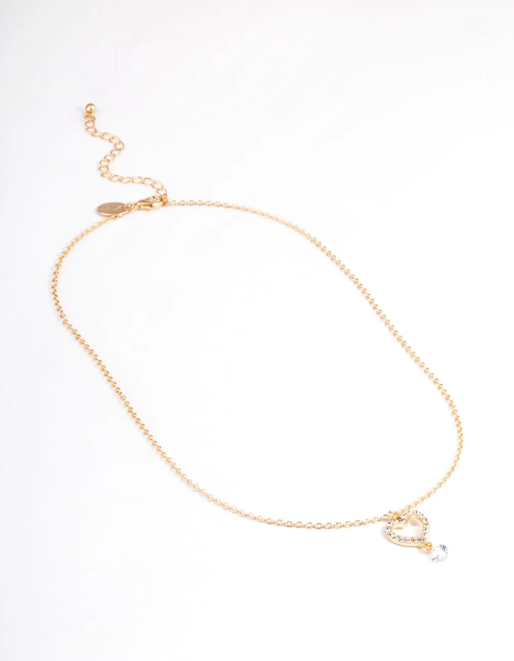 Gold Stone & Heart Drop Necklace Set