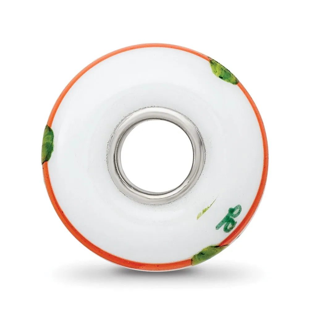 Hand Painted The Irish Fenton Glass Charm Bead in Sterling Silver