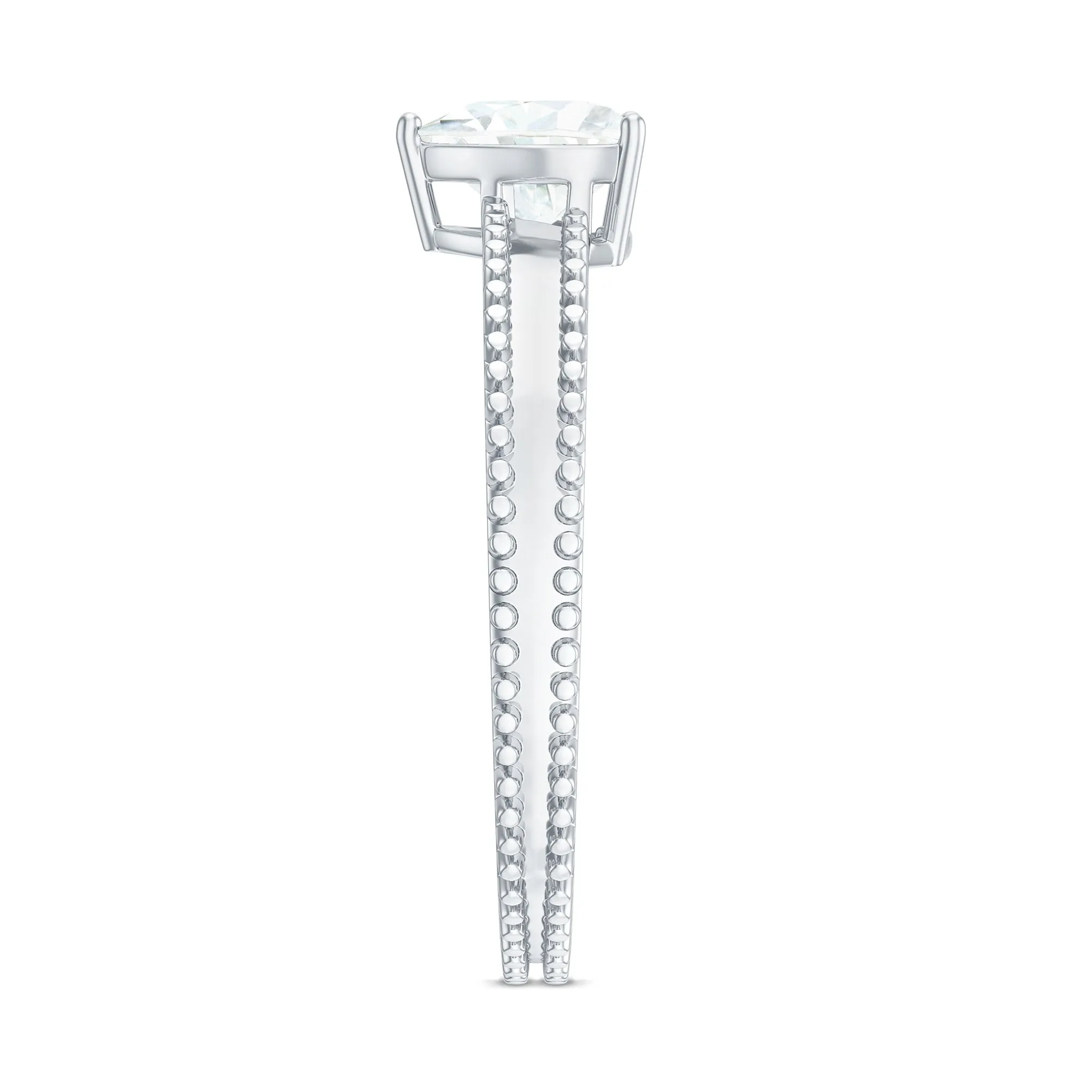 Heart Shape Moissanite Solitaire Ring with Beaded Details