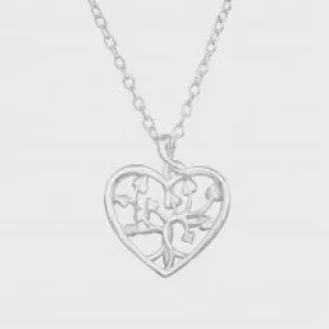 Heart with Flowers Silver Necklace
