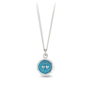 HEARTS Talisman Silver Necklace with Blue Ceramic Detail