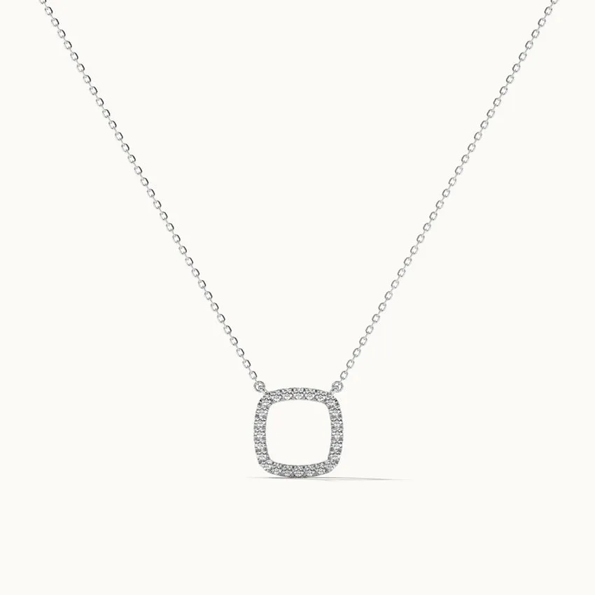 Hollow Cushion Diamond Necklace