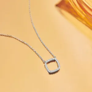 Hollow Cushion Diamond Necklace
